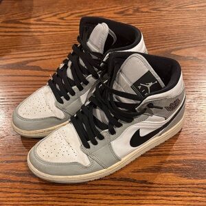 Jordan 1 Mid Black, Gray & White Men's Sneakers